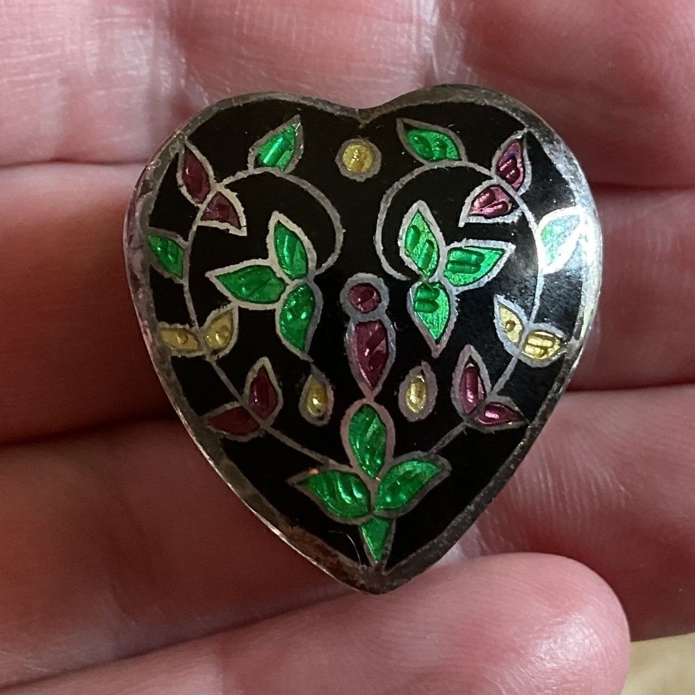 VINTAGE STERLING SILVER 925 HAND MADE ENAMEL INLAID TREASURE BOX​​